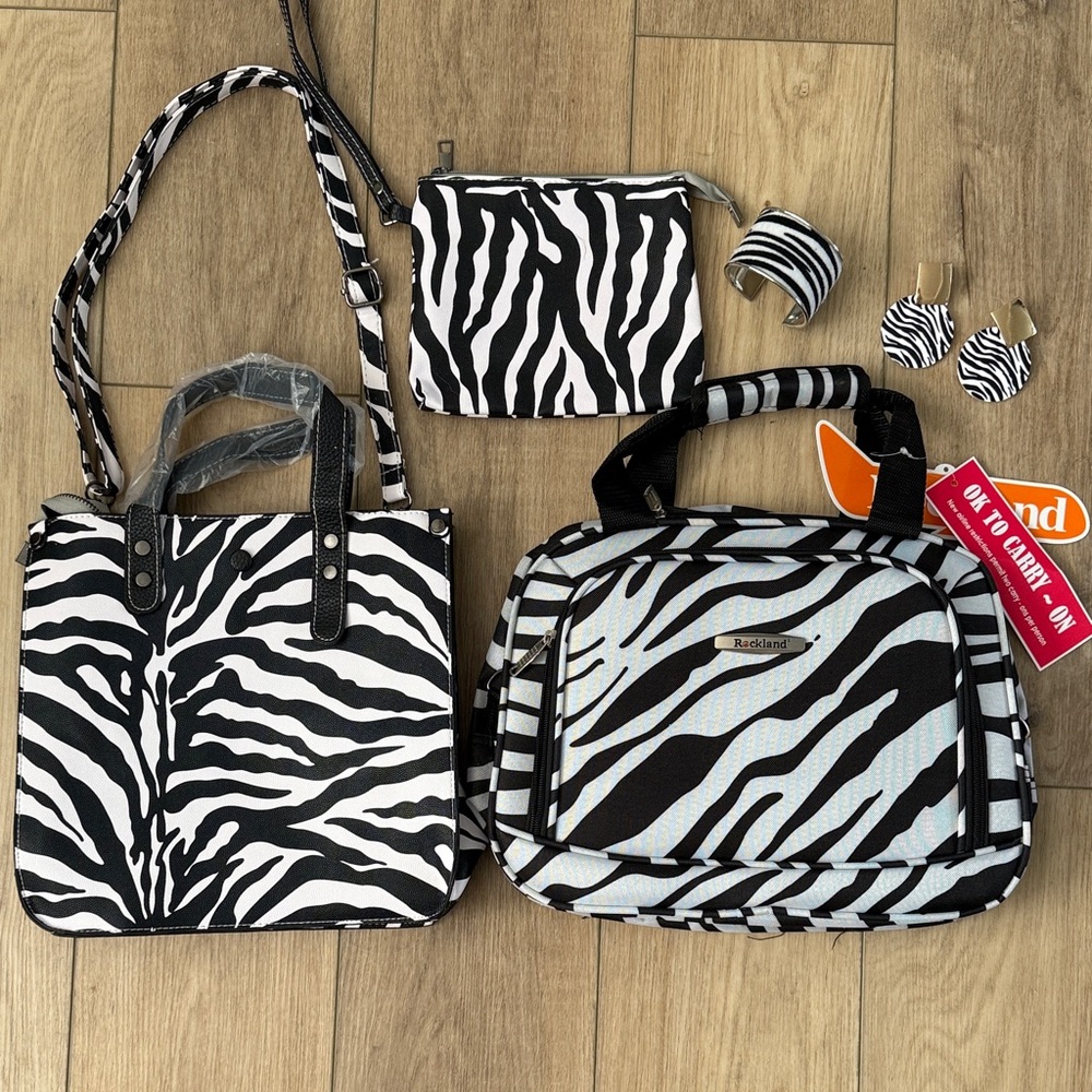 Racktime Zebra Print Black & White Accessory Set